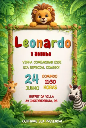 Safari Birthday Invitation – Static – Convite digital - Edite você mesmo