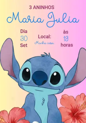 Invitación de cumpleaños Stitch – Estático – Priscila