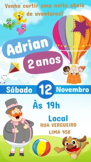 Convite de Aniversário Mundo Bita para Editar e Enviar