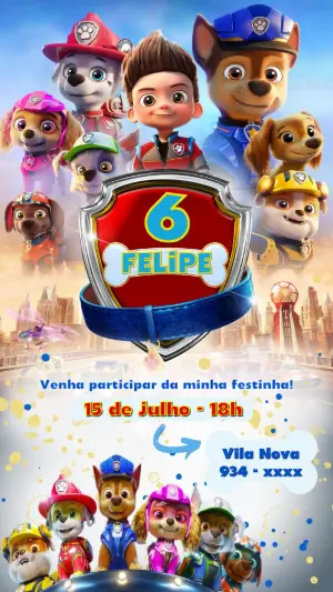 Invito di compleanno Paw Patrol – Statico – Color Art Studio