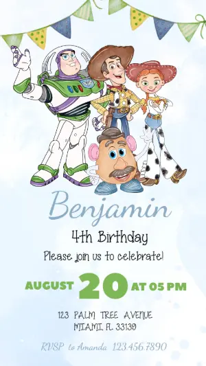 Toy Story Birthday Invitation | Watercolor Editable Template
