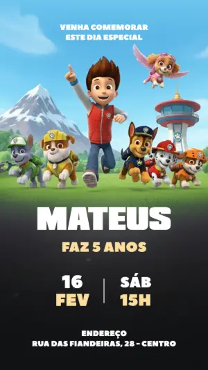 Invito di compleanno Paw Patrol – Statico – Voxalis