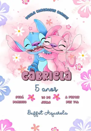 Invitación de cumpleaños Stitch – Estático – Gabi Personalizados