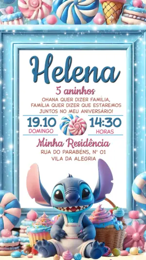 Stitch Birthday Invitation – Static – Festôu Convites