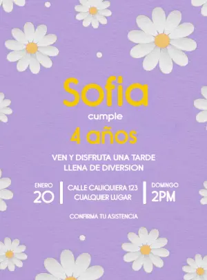 Invitación de Cumpleaños Floral con Margaritas para Editar