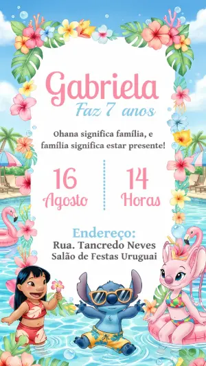 Invitación de cumpleaños Stitch – Estático – CollorGraph Convites