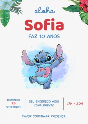Invitación de cumpleaños Stitch – Estático – Pixel Lab