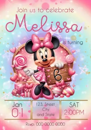 Minnie Mouse Birthday Invitation to Edit Online