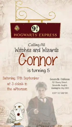 Animated Harry Potter Birthday Video Invitation to Edit