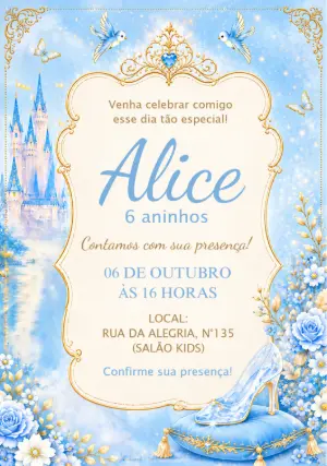 Invitación de cumpleaños Princesas – Estático – Borboleta Convites