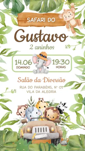 Safari Birthday Invitation – Static – Festôu Convites