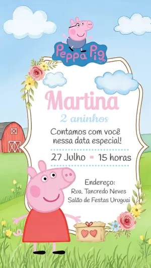 Convite de Aniversário Peppa Pig para Editar Online