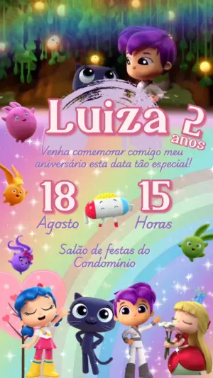 Convite Aniversário Vera e o Reino do Arco Íris para Editar
