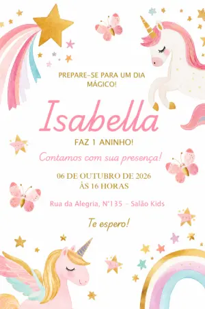 独角兽生日邀请函 – 静态 – Borboleta Convites