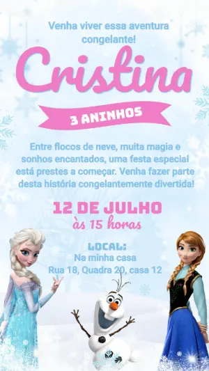 Convite de Aniversário Frozen Aventura Congelante para Editar