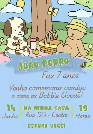 Convite de Aniversário Bobbie Goods Piquenique Editável