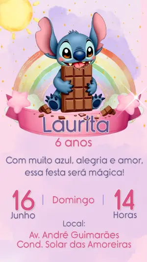 Invitación de cumpleaños Stitch – Estático – CollorGraph Convites