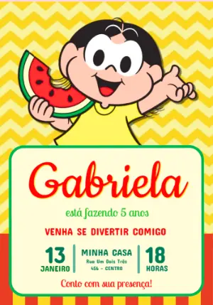 Convite Digital Aniversário Magali com Melancia Editável