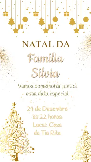 Convite de Natal Elegante Dourado para Editar Online