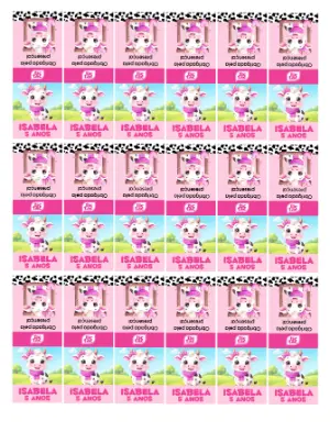 Rótulos Editáveis para TicTac Vaquinha Rosa
