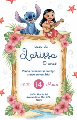 Invitación de cumpleaños Stitch – Estático – Déborah Olimpio Garcia
