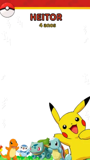Moldura Aniversário Pokémon com Pikachu para Editar Online