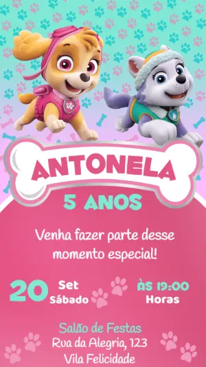 Invito di compleanno Paw Patrol – Statico – Lily Arts Design