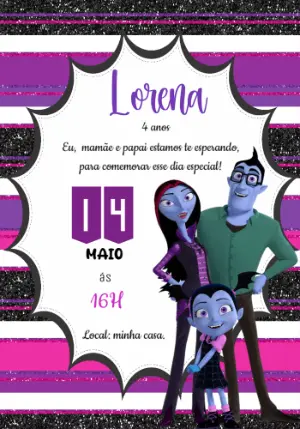 Convite de Aniversário Vampirina Editável Online