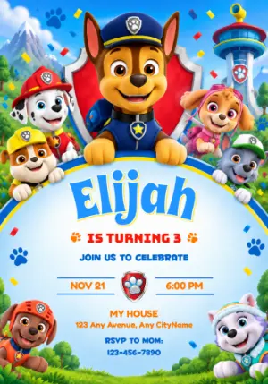 Paw Patrol Birthday Invitation | Pups Assemble Editable Template