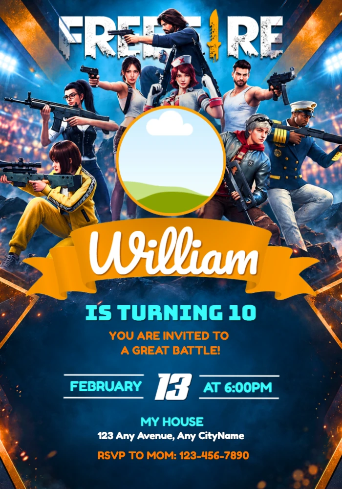 Free Fire Birthday Invitation | Editable Digital Template Free Fire Birthday Invitation | Editable Digital Template