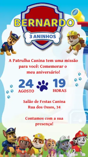 Invito di compleanno Paw Patrol – Statico – Felicity Artes