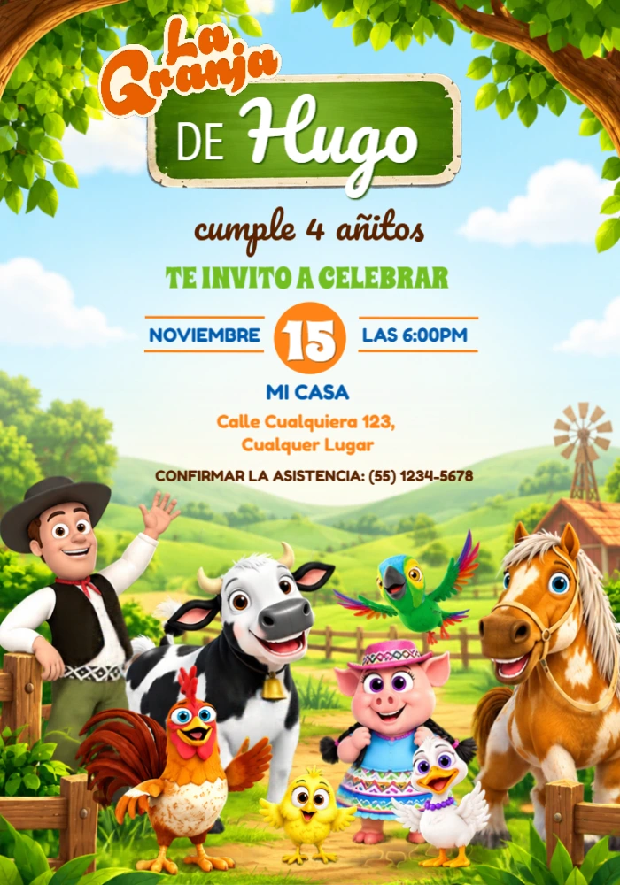 Invitación de Cumpleaños La Granja de Zenón - Modelo Editable Invitación de Cumpleaños La Granja de Zenón - Modelo Editable