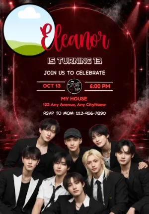 Stray Kids Birthday Invitation with Photo | Editable Template