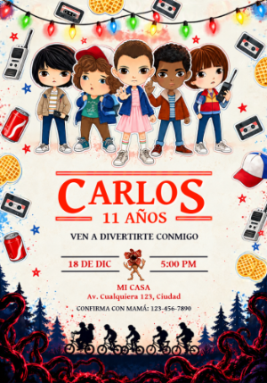 Invitación de Cumpleaños Stranger Things Editable Online