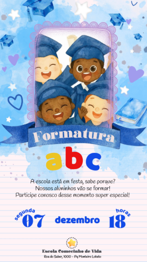 Vire o Formando: Convite Animado de Formatura ABC para Editar