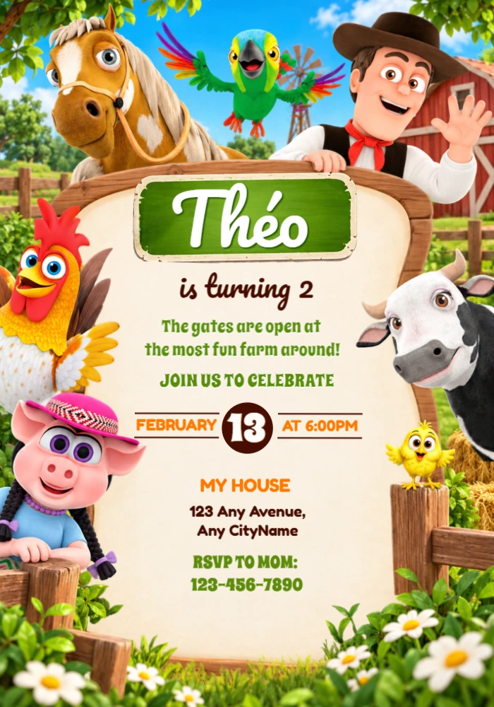 Zenon's Farm Birthday Invitation | Editable Template Zenon's Farm Birthday Invitation | Editable Template