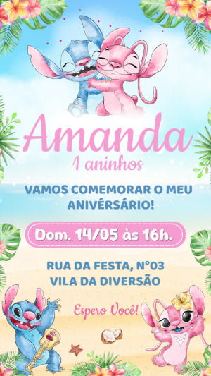 Stitch Birthday Invitation – Static – Convide aê!