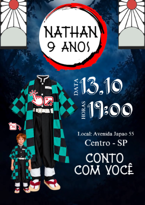 Convite Animado Demon Slayer: Vire o Tanjiro com sua foto IA!