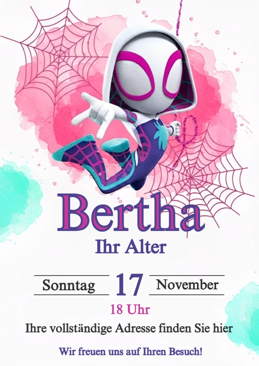 Editierbare Ghost-Spider Geburtstagseinladung Editierbare Ghost-Spider Geburtstagseinladung