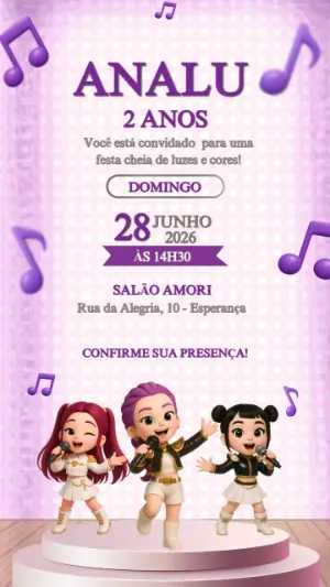 Invitation d'anniversaire KPop Demon Hunters – Statique – Christina